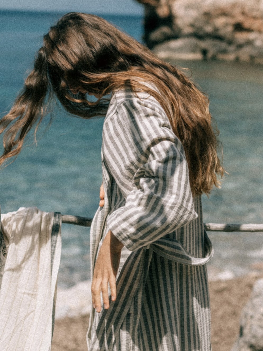 Robe Striped Grey