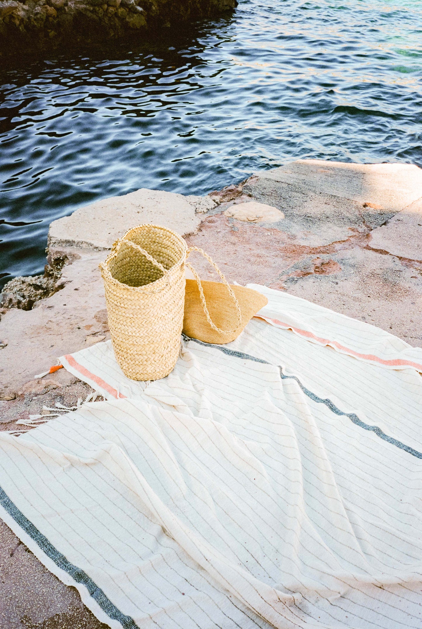 bahia black coral organic beach towel collection