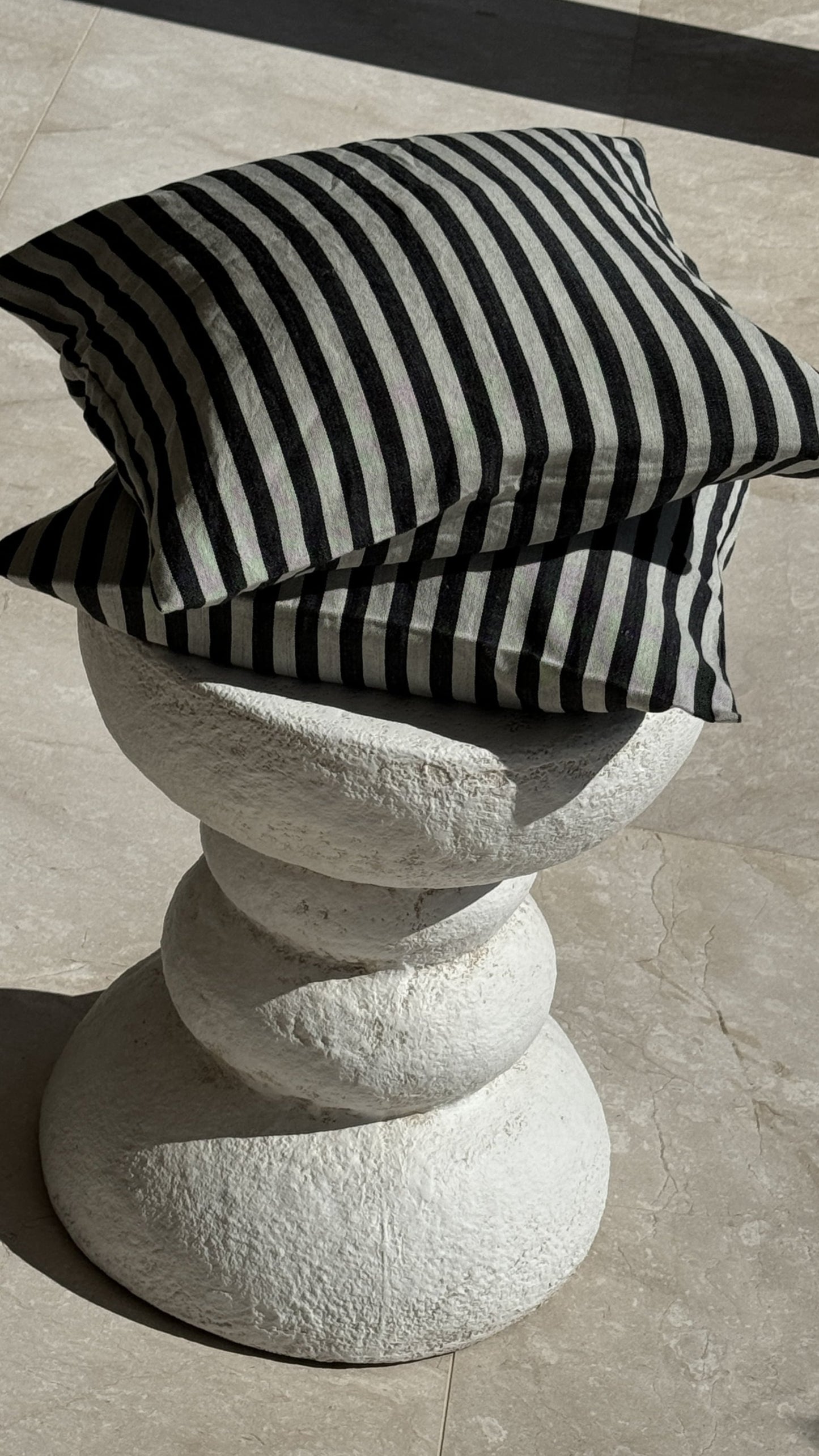 Striped Black Cushion Cover