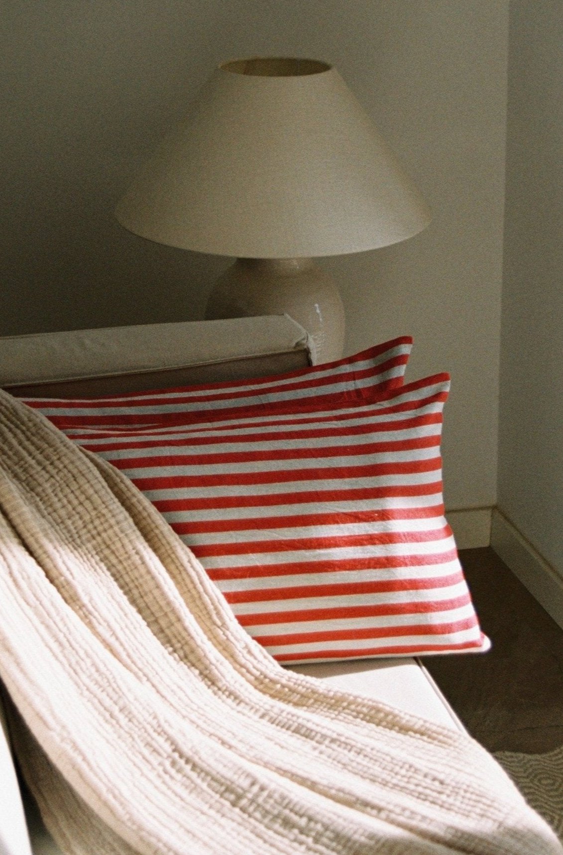 Striped Red Cushion Cover