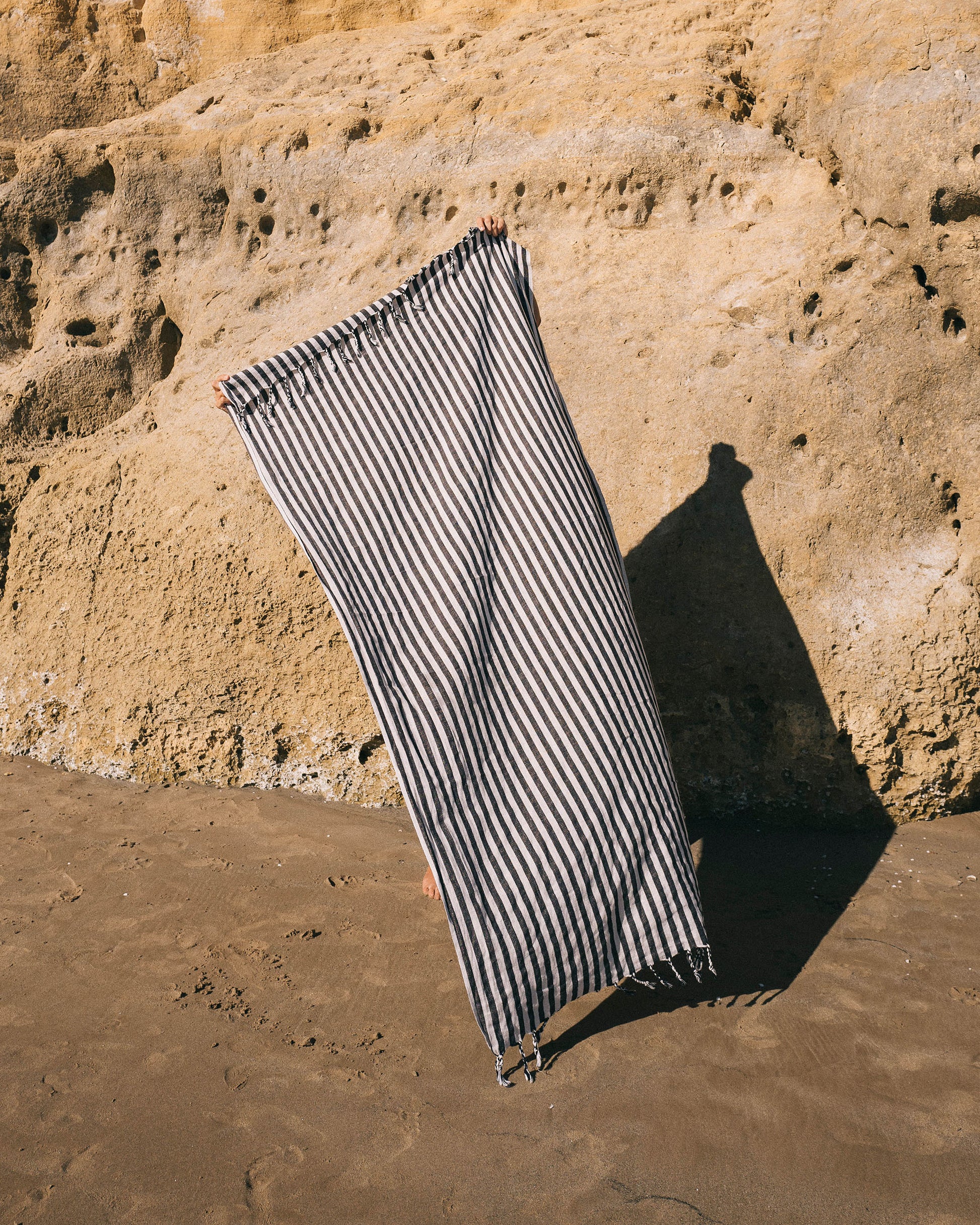 Lia hanging striped black towel
